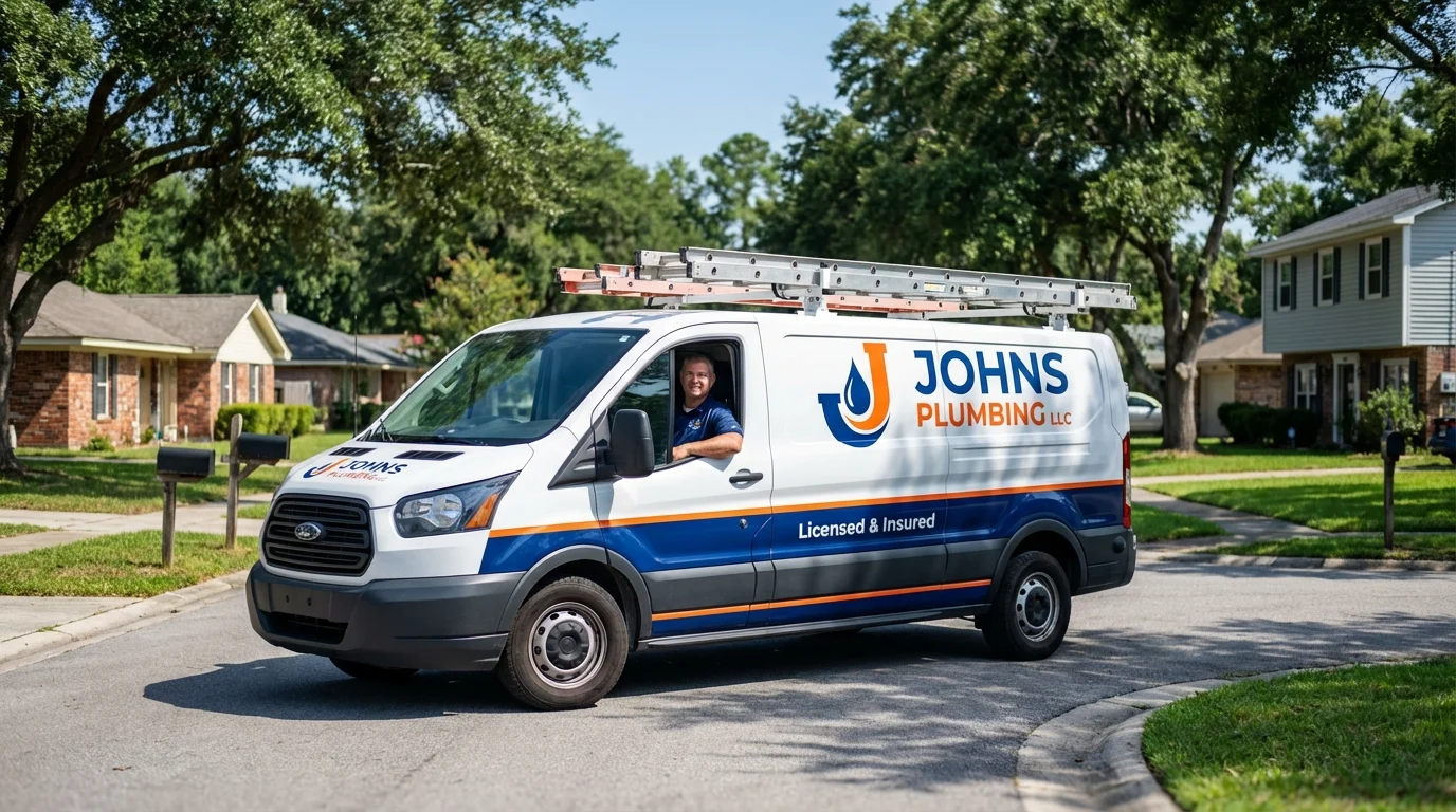 Johns Plumbing LLC service van in Cicero, IN
