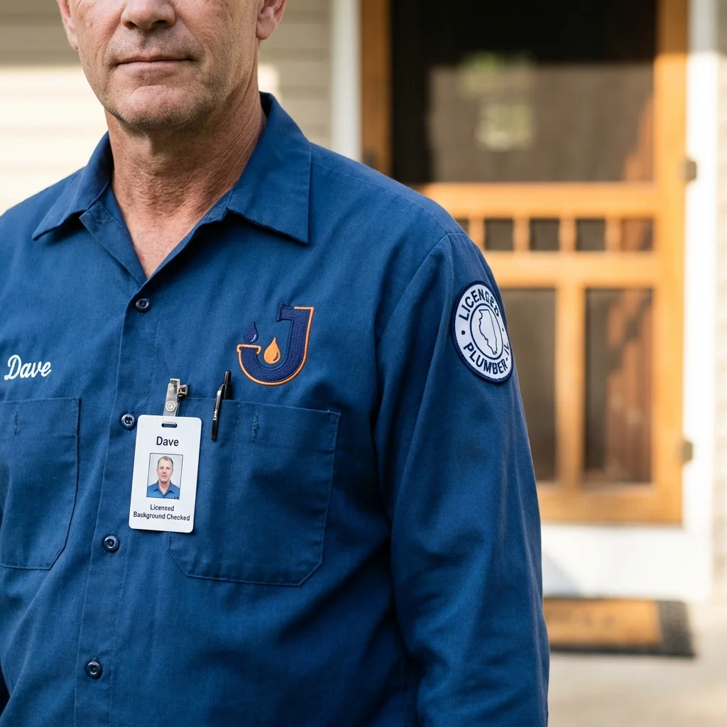 Licensed plumber showing ID badge in Cicero, IN