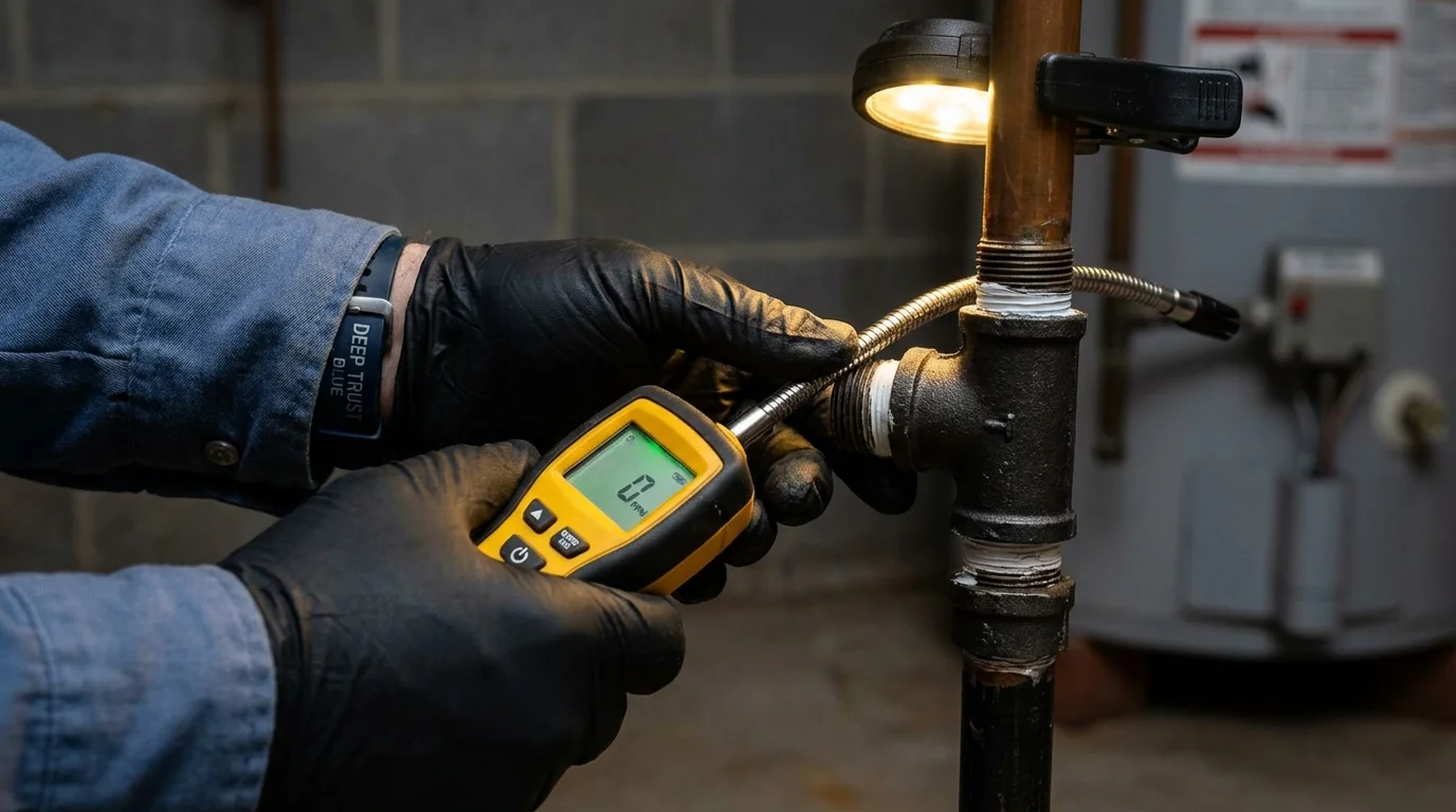 Gas leak detection with electronic sniffer by Johns Plumbing LLC in Cicero